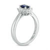 Thumbnail Image 1 of Oval Blue Sapphire and 0.18 CT. T.W. Diamond Starburst Frame Ring in 10K White Gold
