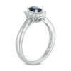 Thumbnail Image 2 of Oval Blue Sapphire and 0.18 CT. T.W. Diamond Starburst Frame Ring in 10K White Gold