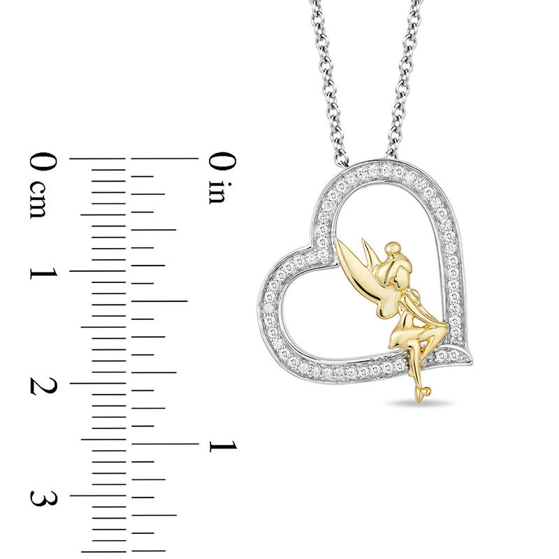 Main Image 3 of Enchanted Disney Tinker Bell 0.18 CT. T.W. Diamond Heart Pendant in Sterling Silver and 10K Gold - 19"