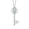 Thumbnail Image 1 of Enchanted Disney Elsa 5.0mm Aquamarine and 0.085 CT. T.W. Diamond Key Pendant in Sterling Silver - 19"