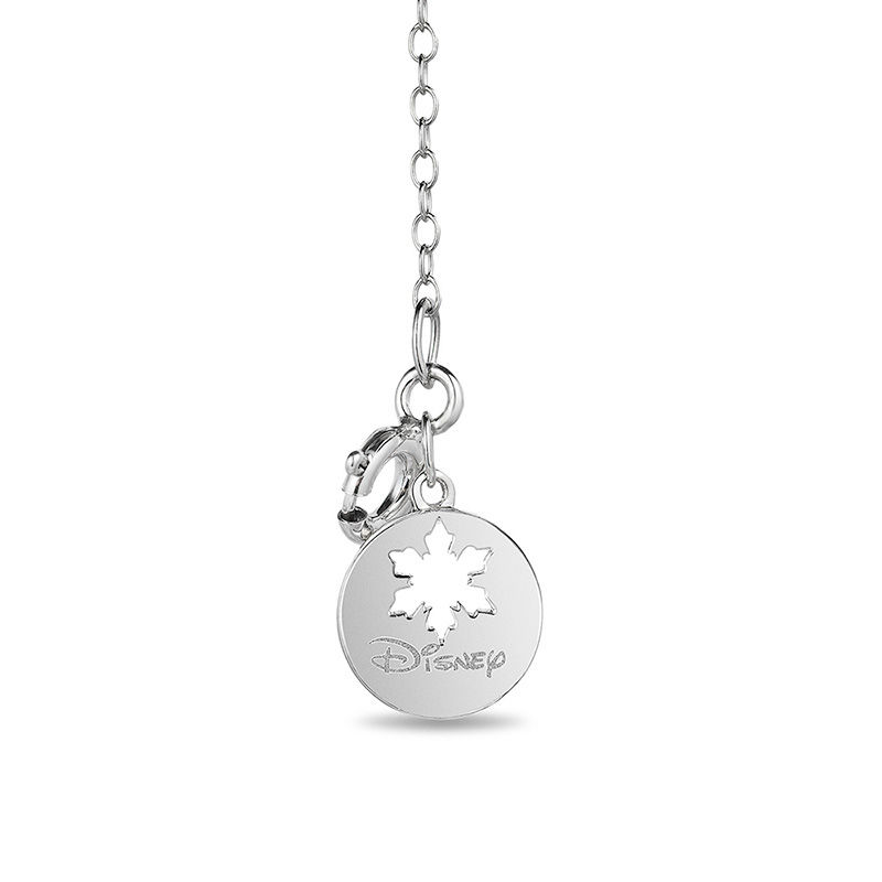 Main Image 2 of Enchanted Disney Elsa 5.0mm Aquamarine and 0.085 CT. T.W. Diamond Key Pendant in Sterling Silver - 19"