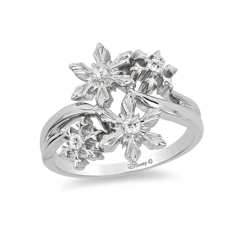 Enchanted Disney Elsa 0.085 CT. T.W. Diamond Snowflake Ring in Sterling Silver