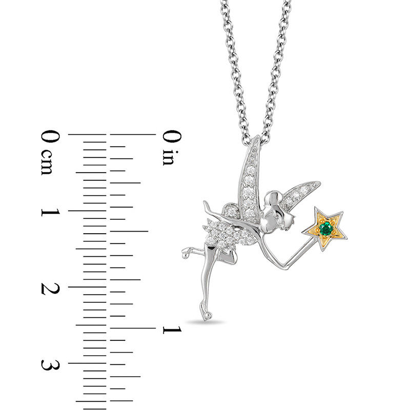 Enchanted Disney Tinker Bell Tourmaline and 0.086 CT. T.W. Diamond Pendant in Sterling Silver and 10K Gold Plate - 19"
