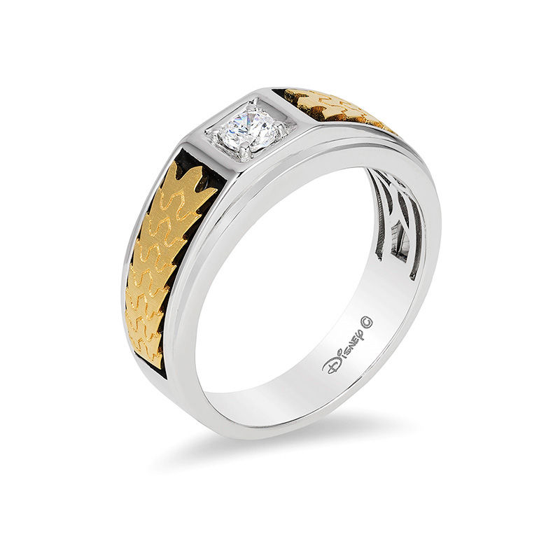 Enchanted Disney Men's 0.18 CT. Diamond Solitaire Crown Band in 14K Two-Tone Gold
