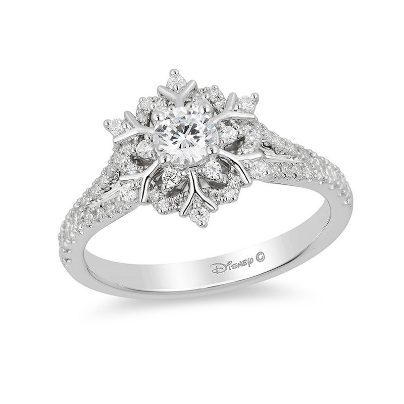 Enchanted Disney Elsa 0.63 CT. T.W. Diamond Snowflake Engagement Ring in 14K White Gold