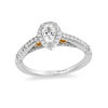 Thumbnail Image 0 of Enchanted Disney Merida 0.50 CT. T.W. Pear-Shaped Diamond Frame Engagement Ring in 14K Two-Tone Gold