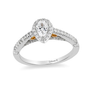 Enchanted Disney Merida 0.50 CT. T.W. Pear-Shaped Diamond Frame Engagement Ring in 14K Two-Tone Gold