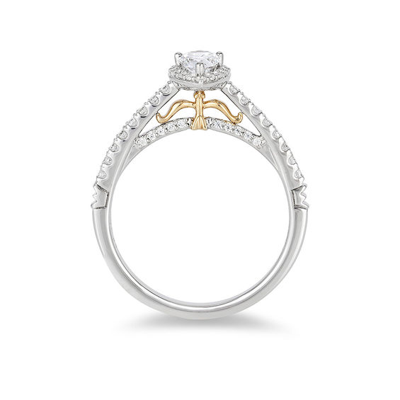 Enchanted Disney Merida 0.50 CT. T.W. Pear-Shaped Diamond Frame Engagement Ring in 14K Two-Tone Gold