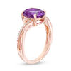 Thumbnail Image 2 of Oval Amethyst and 0.05 CT. T.W. Diamond Twist Shank Ring in 10K Rose Gold