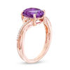 Thumbnail Image 3 of Oval Amethyst and 0.05 CT. T.W. Diamond Twist Shank Ring in 10K Rose Gold
