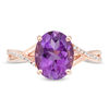 Thumbnail Image 3 of Oval Amethyst and 0.05 CT. T.W. Diamond Twist Shank Ring in 10K Rose Gold