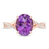 Thumbnail Image 4 of Oval Amethyst and 0.05 CT. T.W. Diamond Twist Shank Ring in 10K Rose Gold