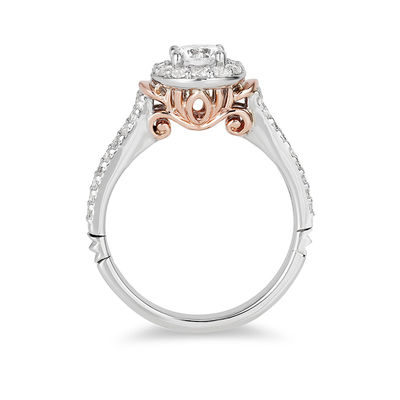 Enchanted Disney Cinderella 0.95 CT. T.W. Diamond Frame Collar Engagement Ring in 14K Two-Tone Gold
