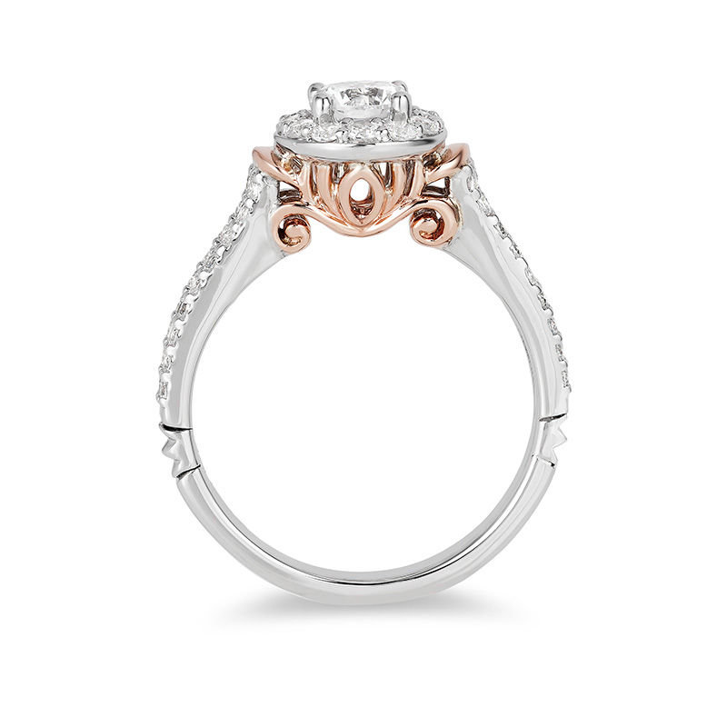 Enchanted Disney Cinderella 0.95 CT. T.W. Diamond Frame Collar Engagement Ring in 14K Two-Tone Gold