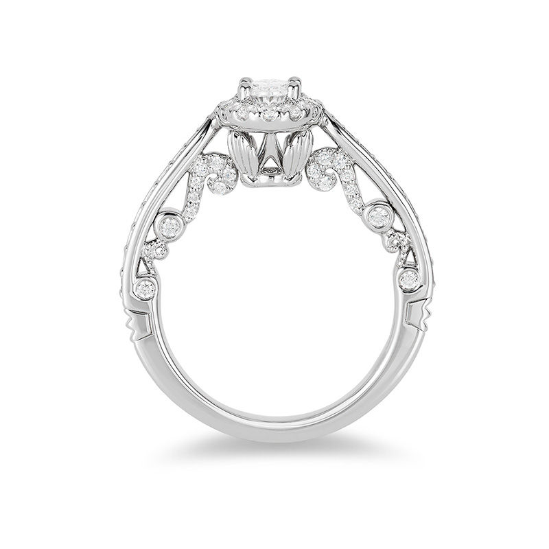 Enchanted Disney Ariel 1.00 CT. T.W. Oval Diamond Frame Engagement Ring in 14K White Gold