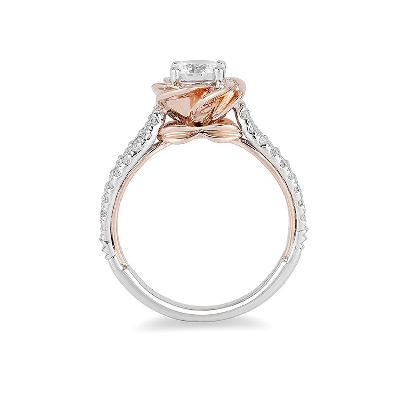 Enchanted Disney Belle 1.25 CT. T.W. Diamond Rose Frame Engagement Ring in 14K Two-Tone Gold