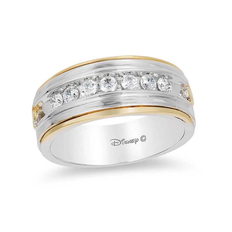 Enchanted Disney Men's 0.45 CT. T.W. Diamond Satin Wedding Band in 14K Two-Tone Gold|Peoples Jewellers