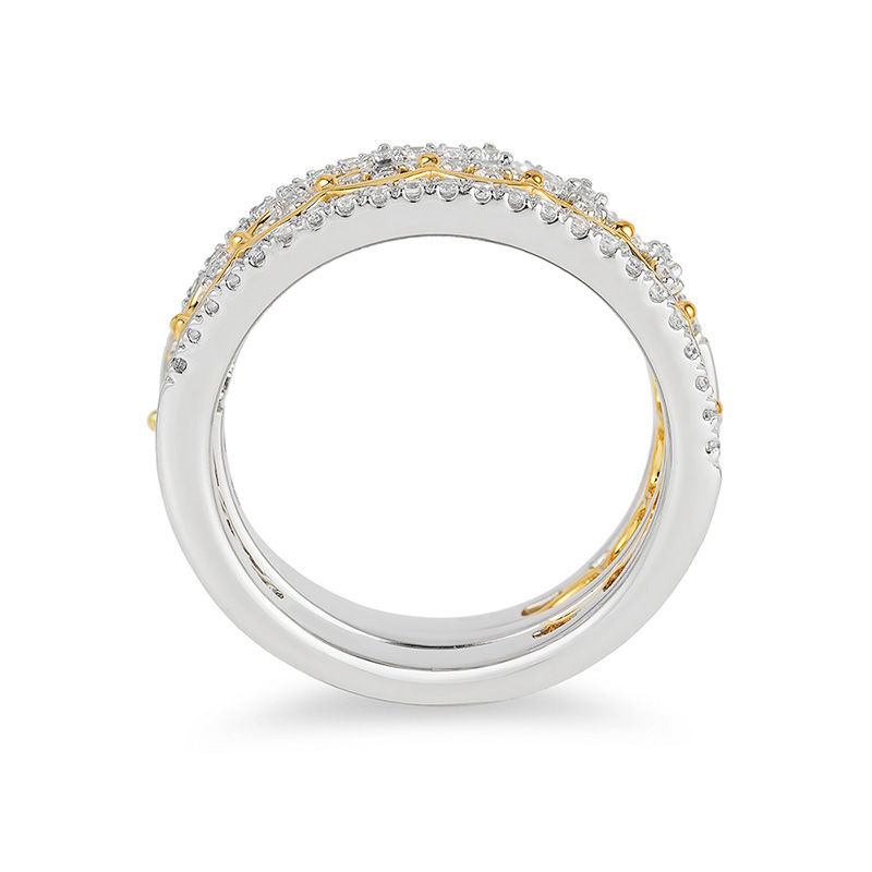 Enchanted Disney Princess 0.45 CT. T.W. Diamond Tiara Stackable Three Ring Set in 14K Two-Tone Gold