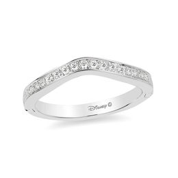Enchanted Disney Princess 0.18 CT. T.W. Diamond Contour Grooved Shank Wedding Band in 14K White Gold