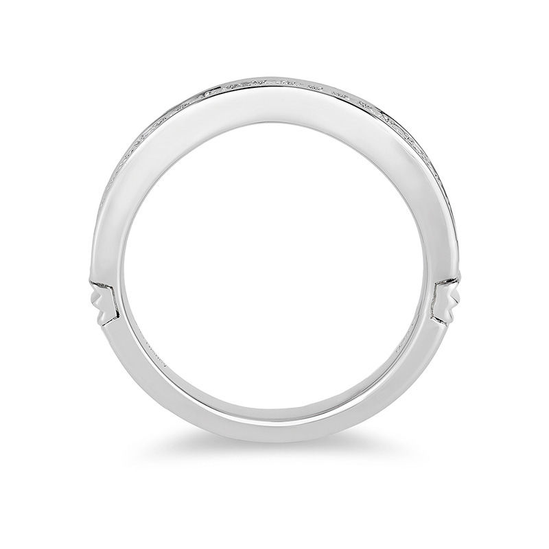 Main Image 3 of Enchanted Disney Princess 0.18 CT. T.W. Diamond Contour Grooved Shank Wedding Band in 14K White Gold