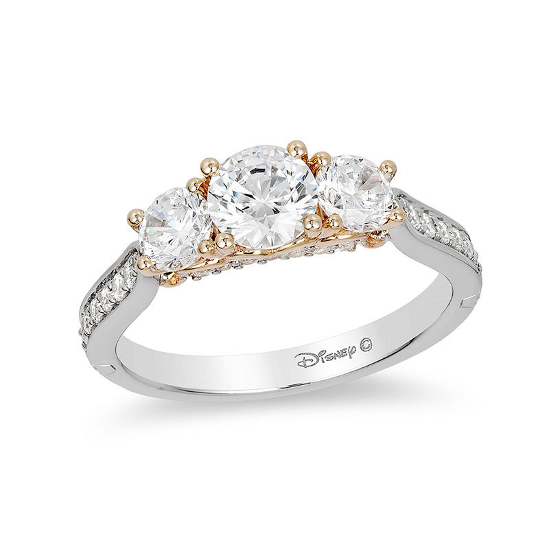 Enchanted Disney Cinderella 1.45 CT. T.W. Diamond Three Stone Engagement Ring in 14K Two-Tone Gold