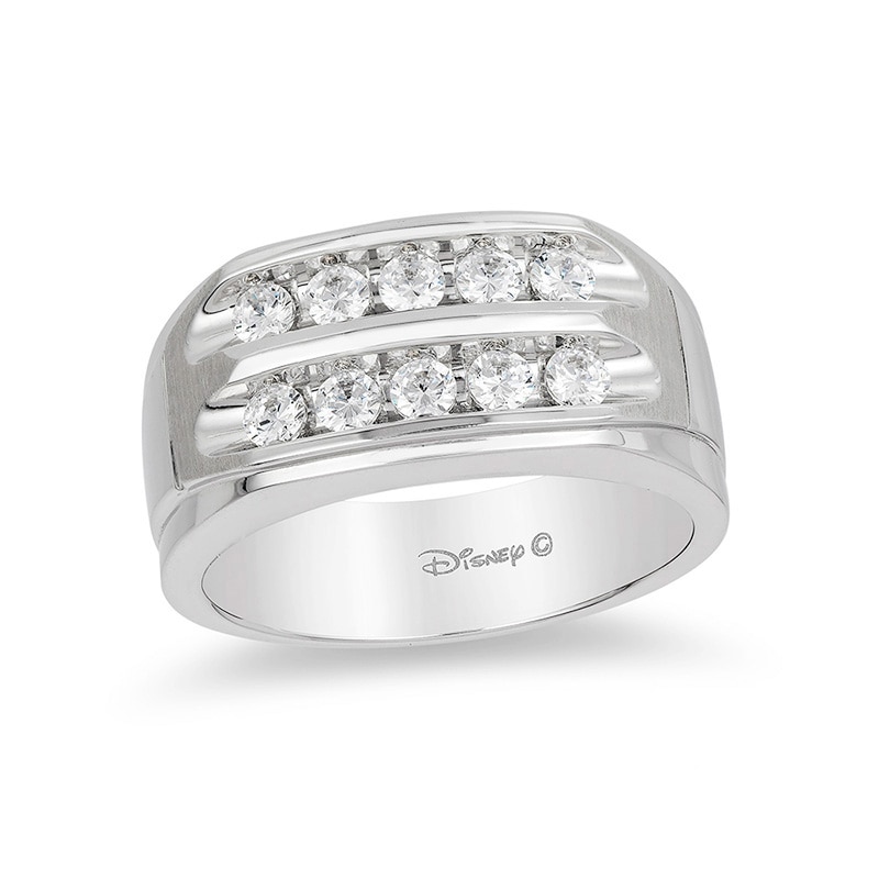 Main Image 1 of Enchanted Disney 0.70 CT. T.W. Diamond Two Row Wedding Band in 14K White Gold