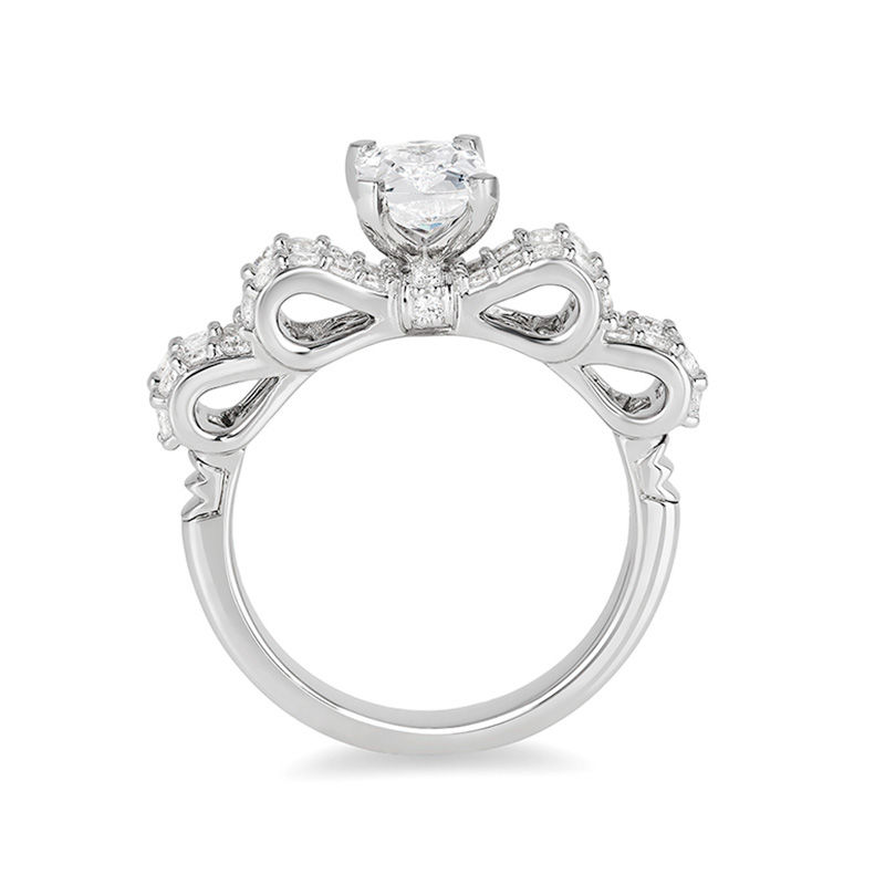 Enchanted Disney Snow White 1.70 CT. T.W. Emerald-Cut Diamond Bow Engagement Ring in 14K White Gold