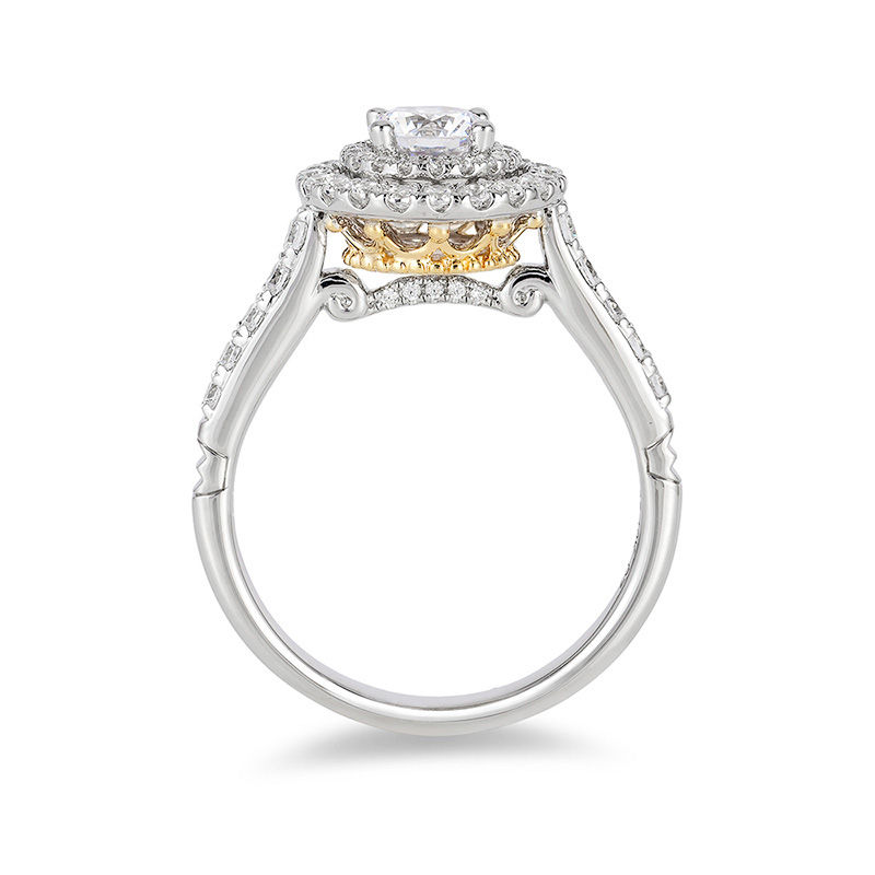 Enchanted Disney Princess 0.95 CT. T.W. Diamond Double Frame Crown Engagement Ring in 14K Two-Tone Gold