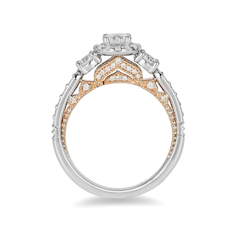Enchanted Disney Jasmine 1.04 CT. T.W. Diamond Three Stone Engagement Ring in 14K White Gold