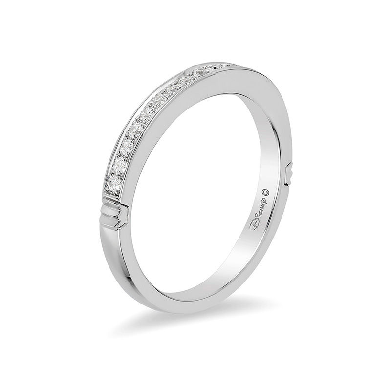 Main Image 2 of Enchanted Disney Princess 0.18 CT. T.W. Diamond Wedding Band in 14K White Gold