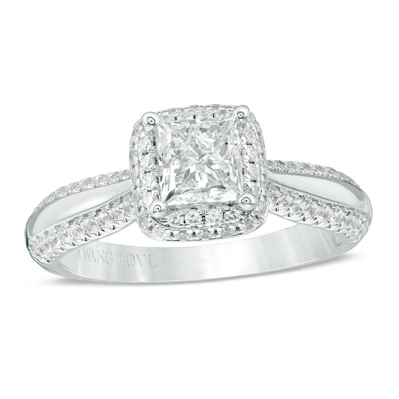 Vera Wang Love Collection 1.15 CT. T.W. Princess-Cut Diamond Frame Engagement Ring in 14K White Gold|Peoples Jewellers