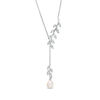 Thumbnail Image 0 of 7.0-7.5mm Oval Cultured Freshwater Pearl Leafy Branch Lariat-Style Necklace in Sterling Silver - 17"
