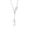 Thumbnail Image 1 of 7.0-7.5mm Oval Freshwater Cultured Pearl Leafy Branch Lariat-Style Necklace in Sterling Silver-17"