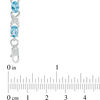 Thumbnail Image 3 of Sideways Oval Swiss Blue Topaz and Diamond Accent "XO" Bracelet in Sterling Silver - 7.25"