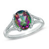 Thumbnail Image 0 of Oval Mystic Fire® Topaz and Lab-Created White Sapphire Ring in Sterling Silver