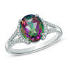 Oval Mystic Fire® Topaz and Lab-Created White Sapphire Ring in Sterling Silver