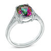 Thumbnail Image 1 of Oval Mystic Fire® Topaz and Lab-Created White Sapphire Ring in Sterling Silver