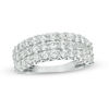 Lab-Created White Sapphire Triple Row Ring in Sterling Silver
