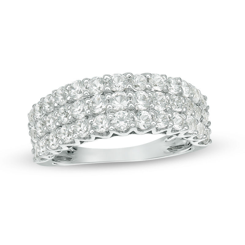 Lab-Created White Sapphire Triple Row Ring in Sterling Silver|Peoples Jewellers