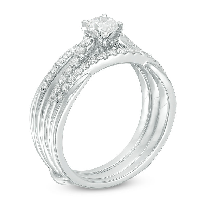 0.70 CT. T.W. Diamond Bridal Set in 14K White Gold