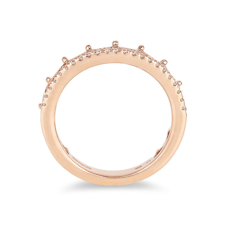 Enchanted Disney Princess 0.15 CT. T.W. Diamond Tiara Wedding Band in 14K Rose Gold