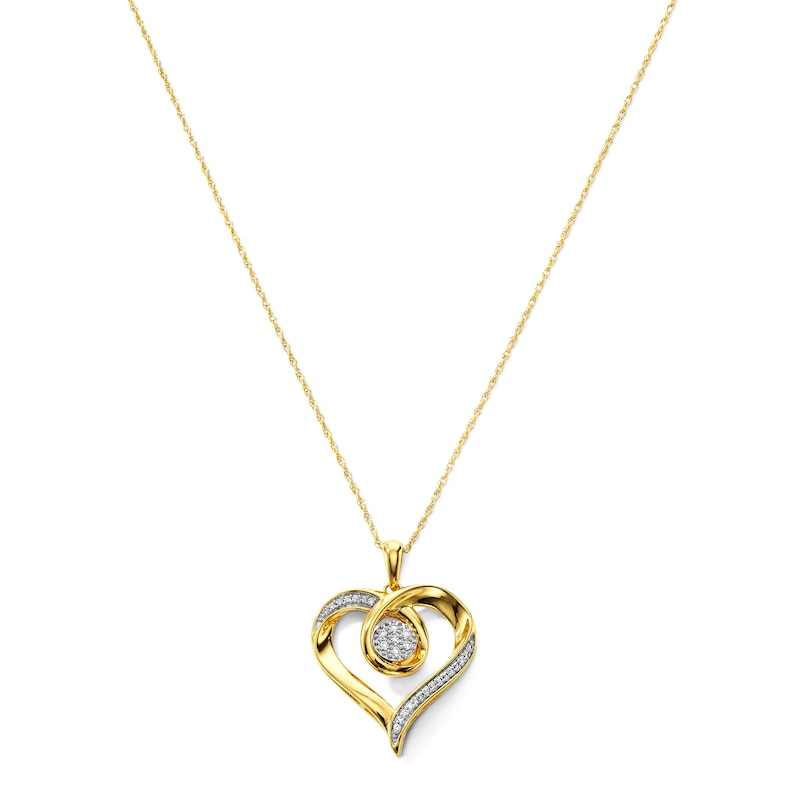 0.10 CT. T.W. Diamond Loop Heart Necklace in 10K Gold - 18"