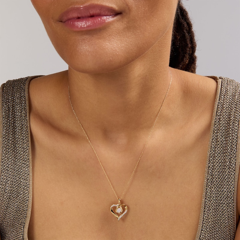 0.10 CT. T.W. Diamond Loop Heart Necklace in 10K Gold - 18"