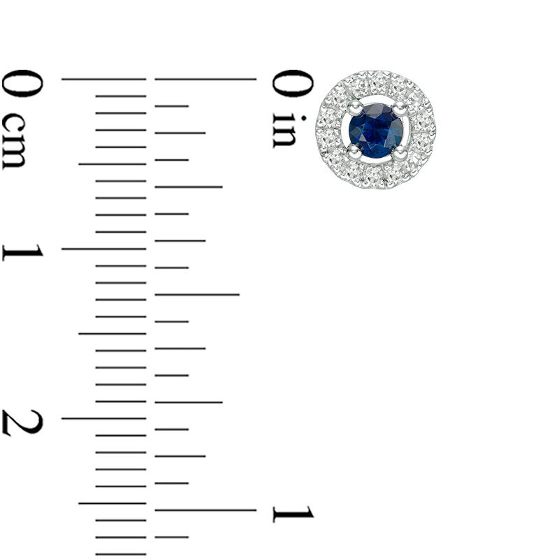 Main Image 2 of Vera Wang Love Collection Blue Sapphire and 0.15 CT. T.W. Diamond Frame Stud Earrings in Sterling Silver