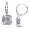Thumbnail Image 0 of 0.48 CT. T.W. Composite Diamond Double Cushion Frame Drop Earrings in Sterling Silver