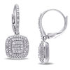 Thumbnail Image 1 of 0.48 CT. T.W. Composite Diamond Double Cushion Frame Drop Earrings in Sterling Silver