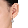 Thumbnail Image 1 of 0.48 CT. T.W. Composite Diamond Double Cushion Frame Drop Earrings in Sterling Silver