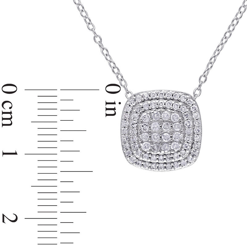 Main Image 3 of 0.47 CT. T.W. Composite Diamond Double Cushion Frame Pendant in Sterling Silver