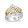 Thumbnail Image 0 of Enchanted Disney Cinderella 0.71 CT. T.W. Diamond Crown Bridal Set in 14K Two-Tone Gold