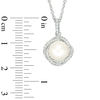 Thumbnail Image 2 of Vera Wang Love Collection 8.0-8.5mm Cultured Freshwater Pearl and 0.14 CT. T.W. Diamond Pendant in Sterling Silver - 19"